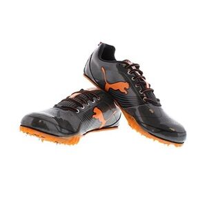 Puma Black and Orange Athletic Shoes with Mesh Design